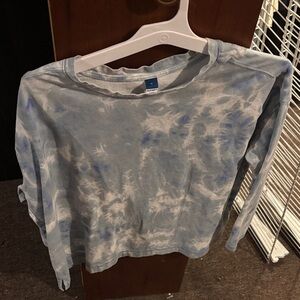 Old Navy Blue and White Tie-Dye Long Sleeve Tee